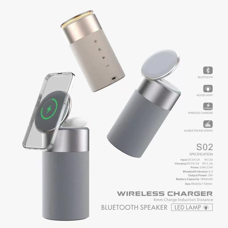 Magnetic Bluetooth Speaker with Wireless Charging and Night Light